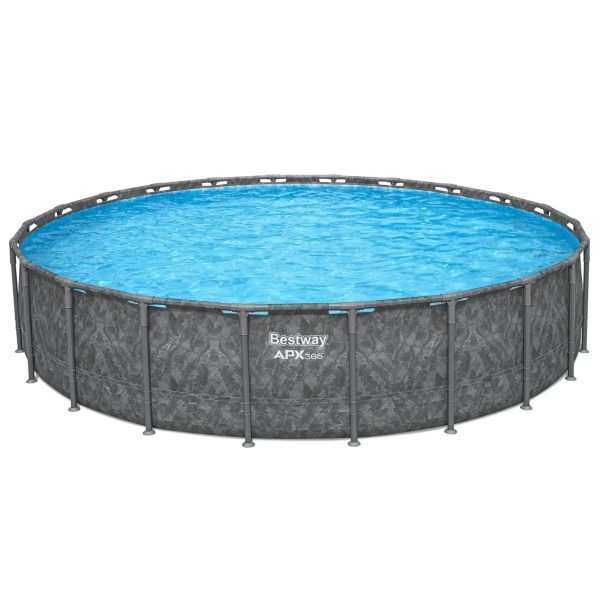 Bestway APX 365 22x52 Round Above Ground Swimming Pool Set with Pump and Ladder - Image 1