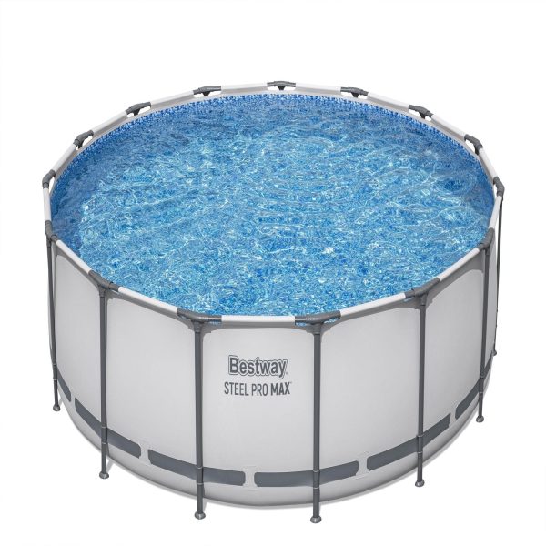 Bestway Steel Pro MAX 10 Foot x 30 Inch Round Metal Frame Above Ground Outdoor Backyard Swimming Pool Set with 330 GPH Filter Pump - Image 1