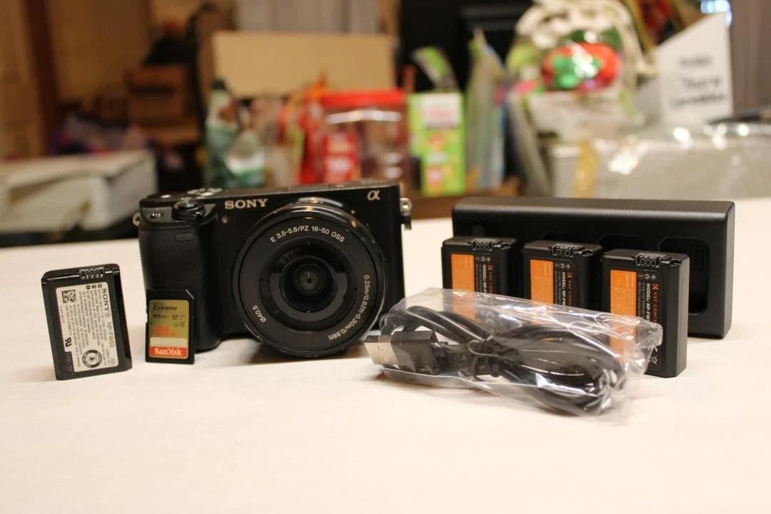 Sony Alpha a6300 Mirrorless Digital Camera w/ E PZ 16-50mm Zoom Lens 4 Batteries - Image 1